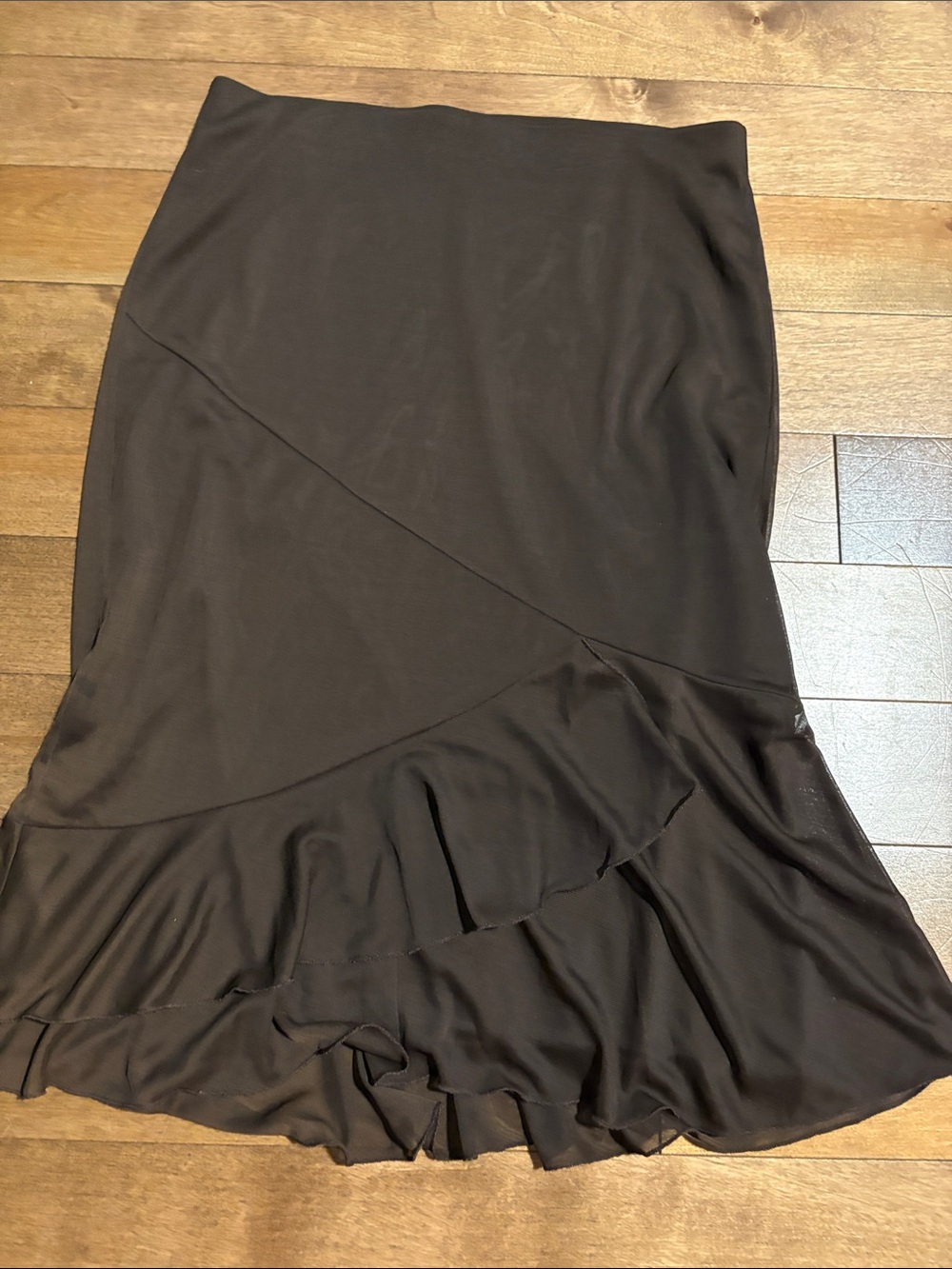 Y2K le chateau Asymmetrical Ruffle Hem Brown Skirt